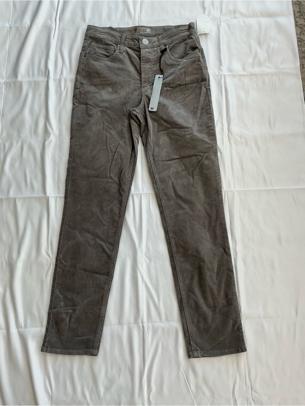 Kut from the Kloth Corduroy Boyfriend Jeans in Gray Taupe